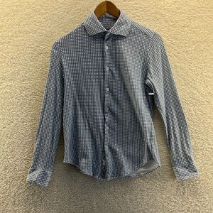 ZNT18 Blue‎ and White Button Front Long Sleeve Shirt Size 32/33 14.5 Neck